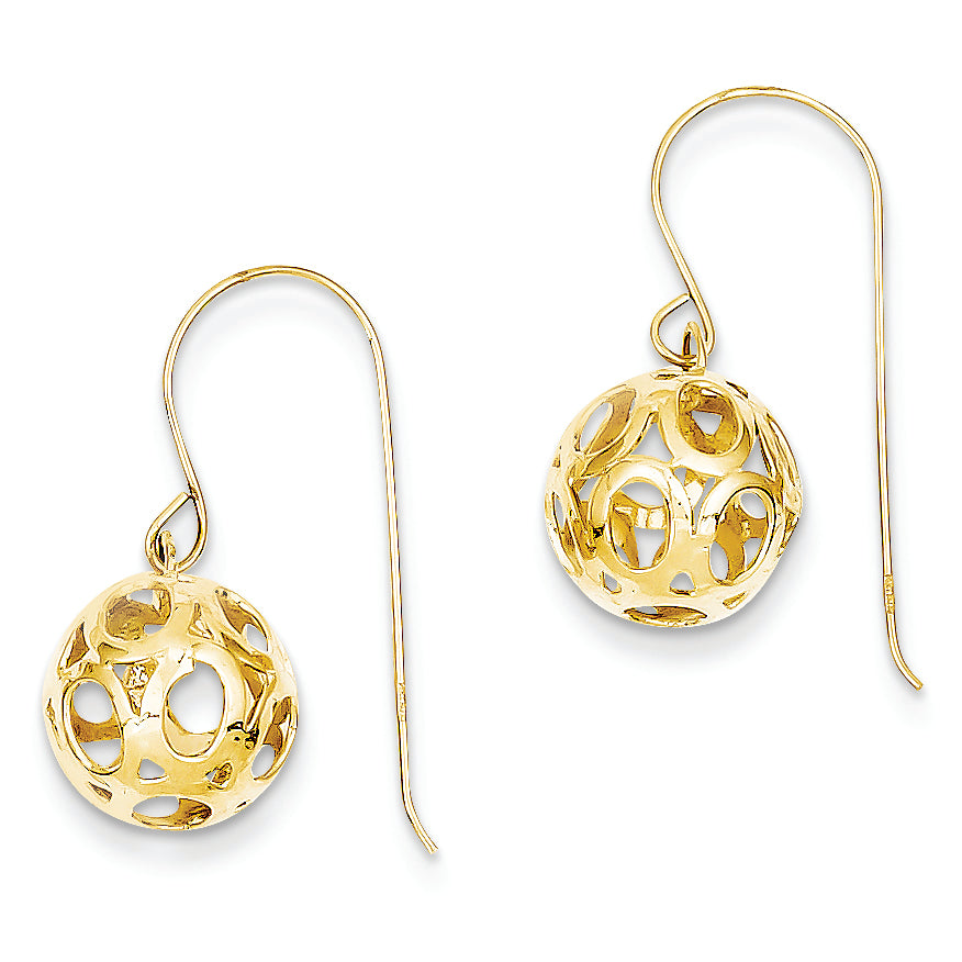 14K Gold Ball Of Circles Earrings