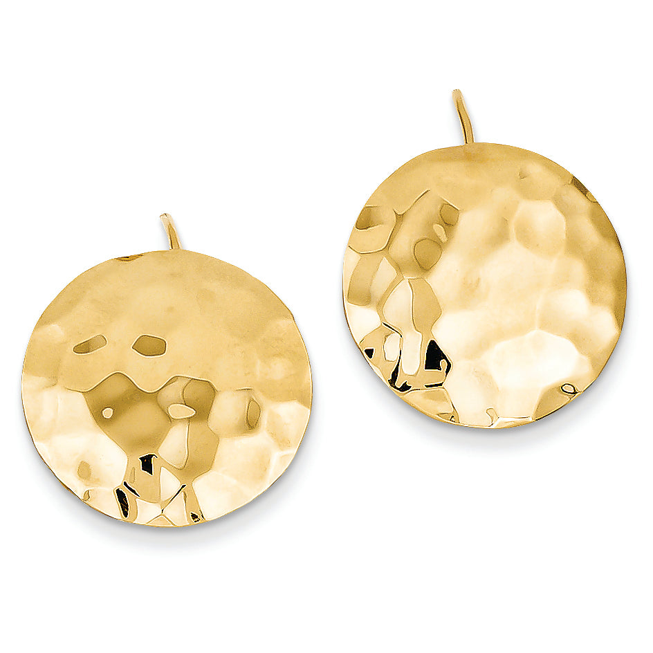 14K Gold Hammered Circle Earrings