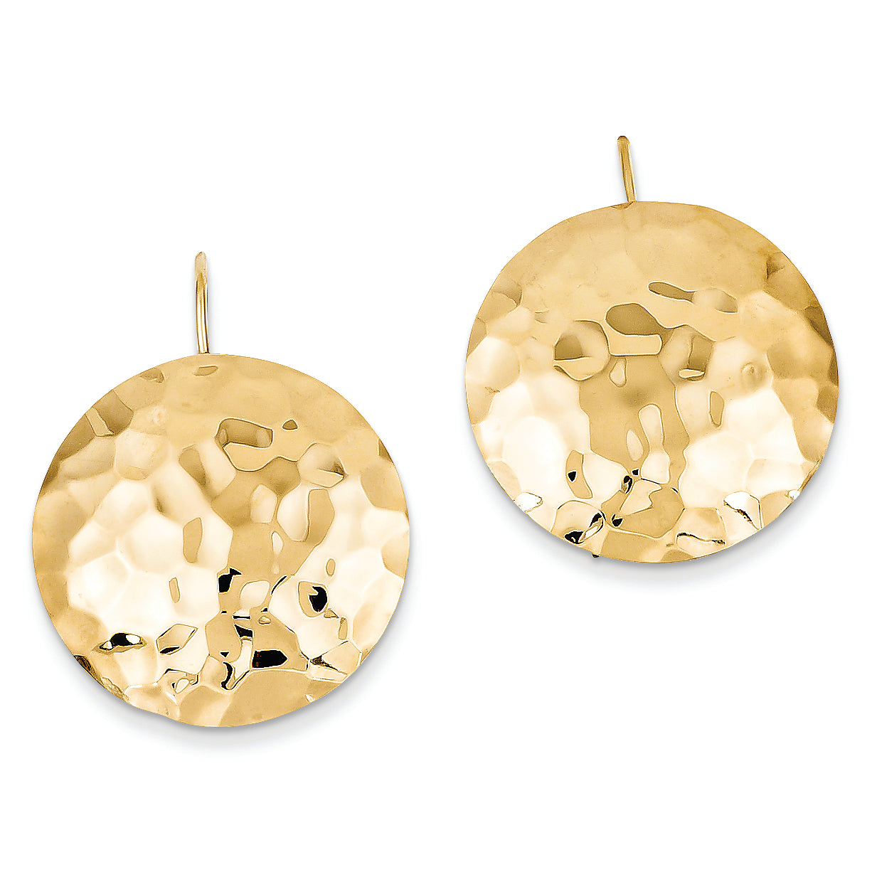 14K Gold Hammered Circle Earrings