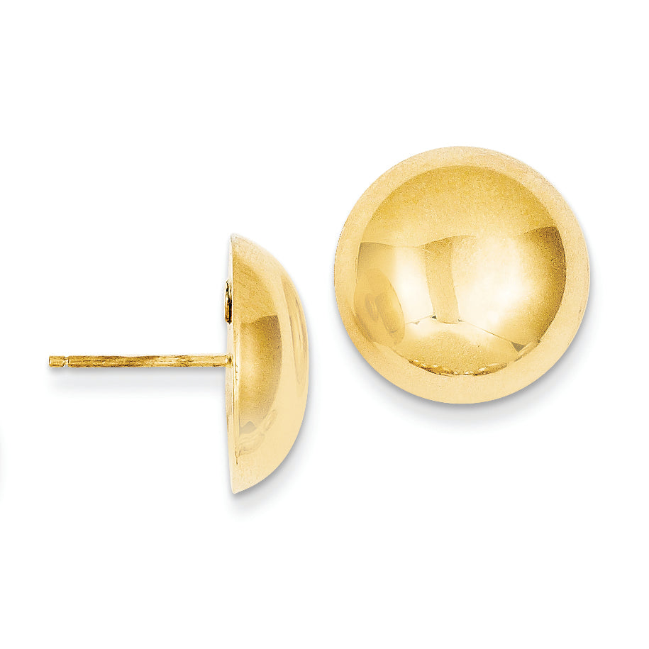 14K Gold 15.50mm Button Post Earrings