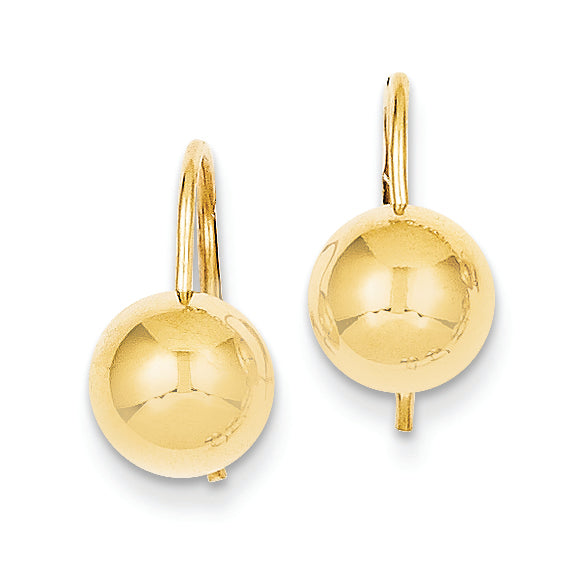 14K Gold 8.00mm Hollow Half Ball Earrings