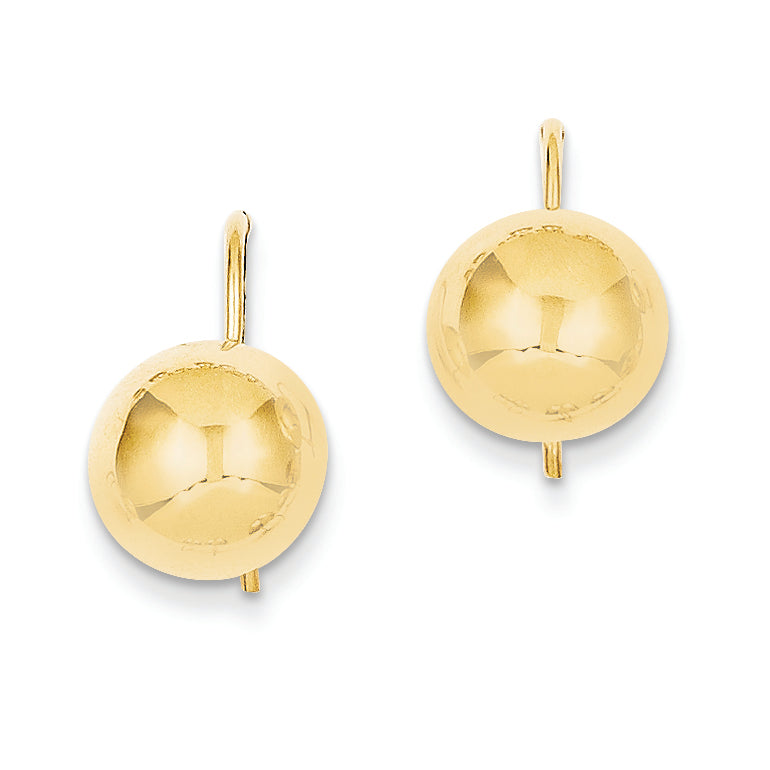 14K Gold 10.50mm Hollow Half Ball Earrings