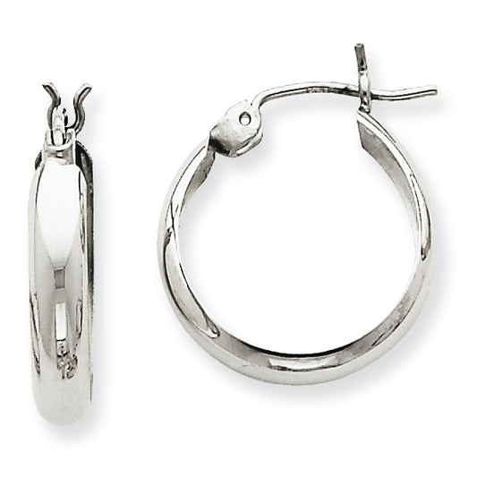 14K White Gold Polished 3.5mm Hoop Earrings