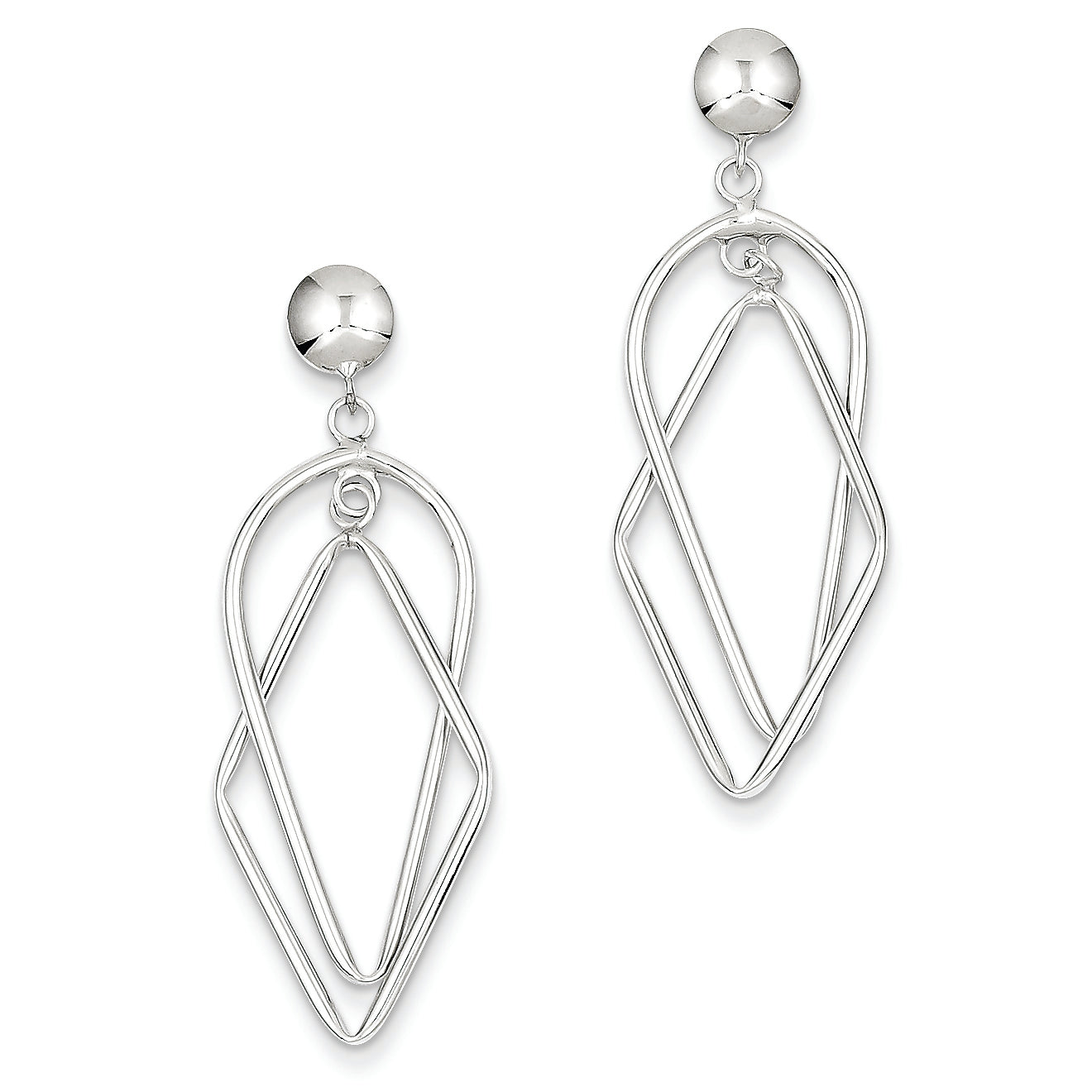 14K White Gold Fancy Dangle Post Earrings