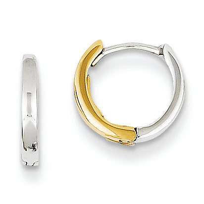 14K Gold Two-tone 1.75mm Hinged Hoop Earrings