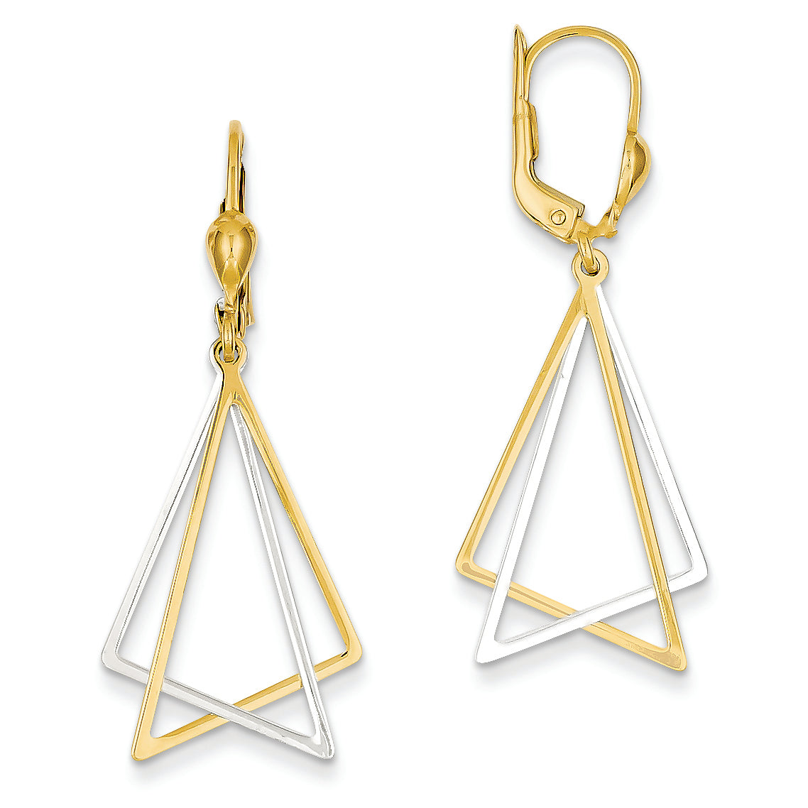 14K Gold Two-tone Leverback Drop Earr