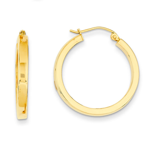 14K Gold 2x3mm Rectangle Tube Hoops