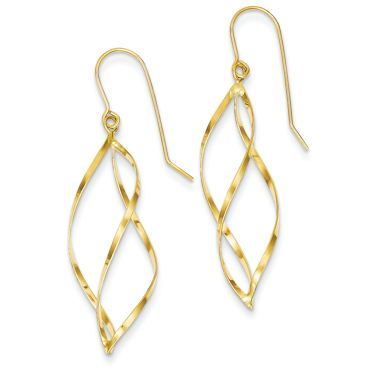 14K Gold Swirl Dangle Earrings