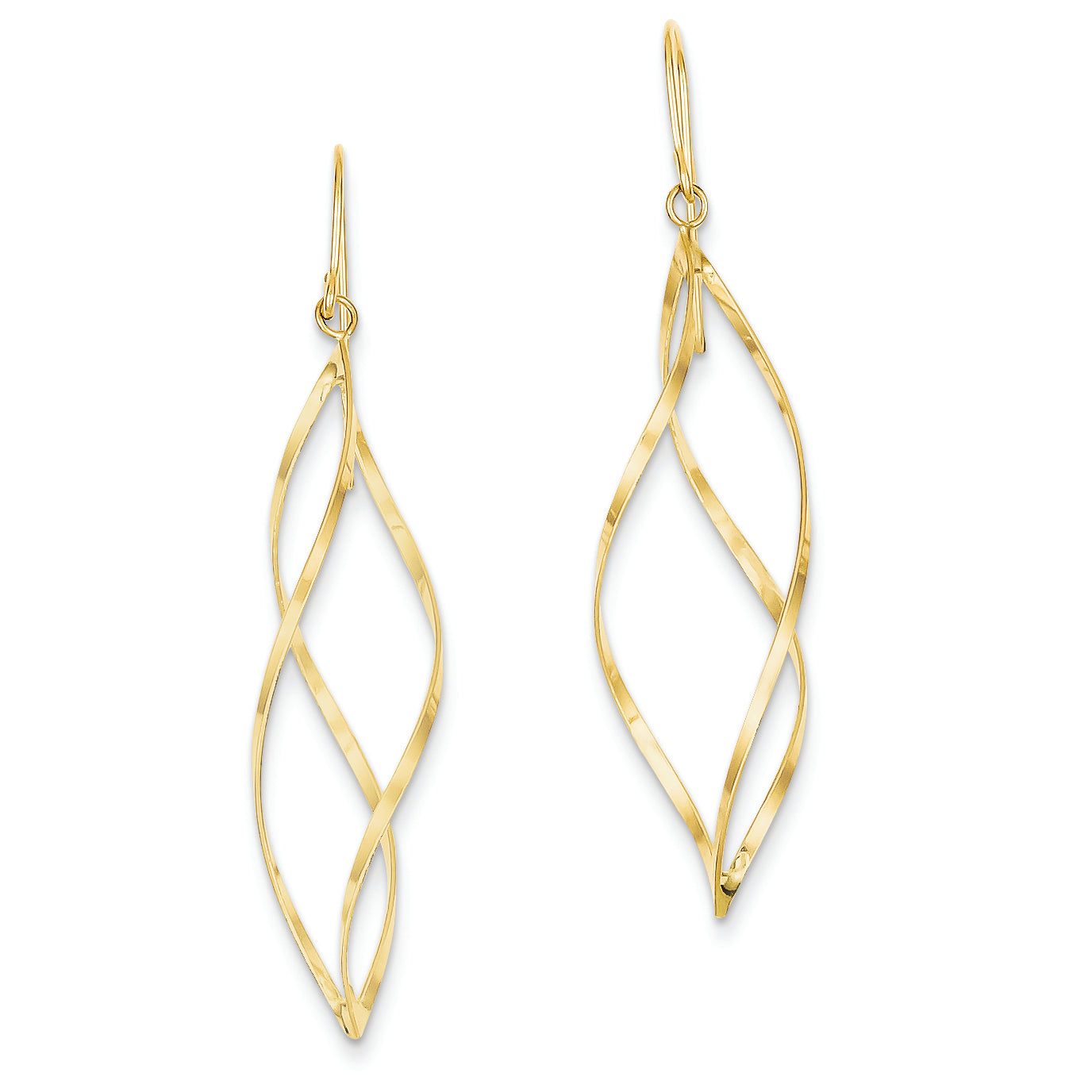 14K Gold Swirl Dangle Earrings