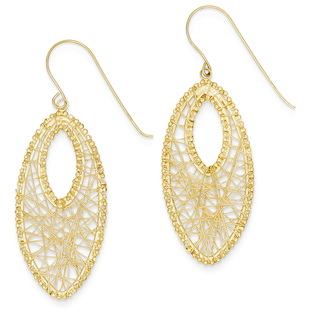 14K Gold Oval & Web Earrings