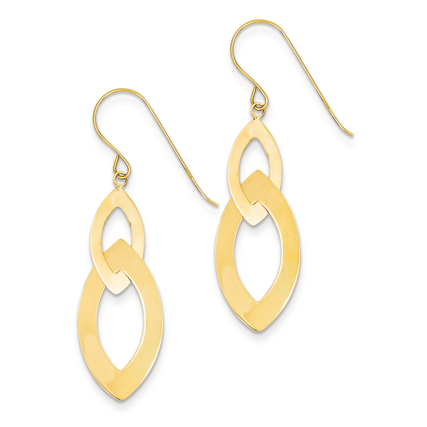 14K Gold Oval Dangle Earrings