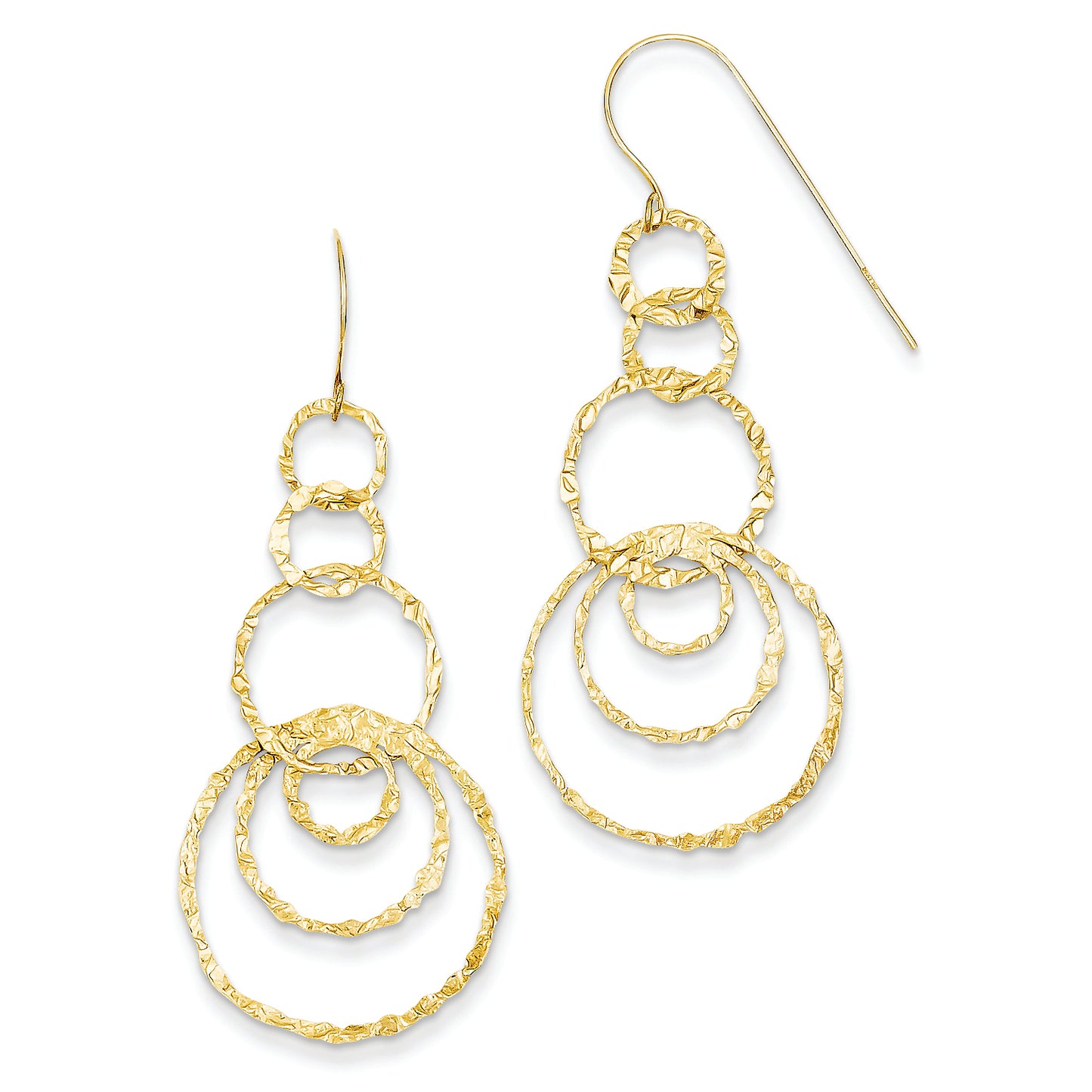 14K Gold Dangle Circles Earrings