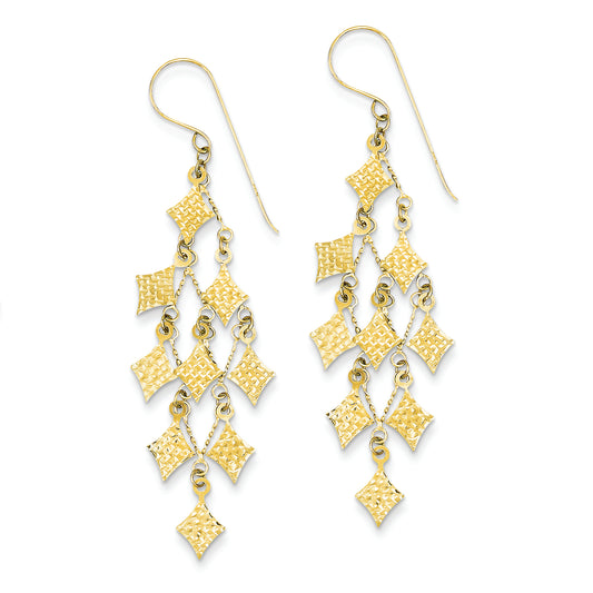 14K Gold Diamond-cut Chandelier Earrings
