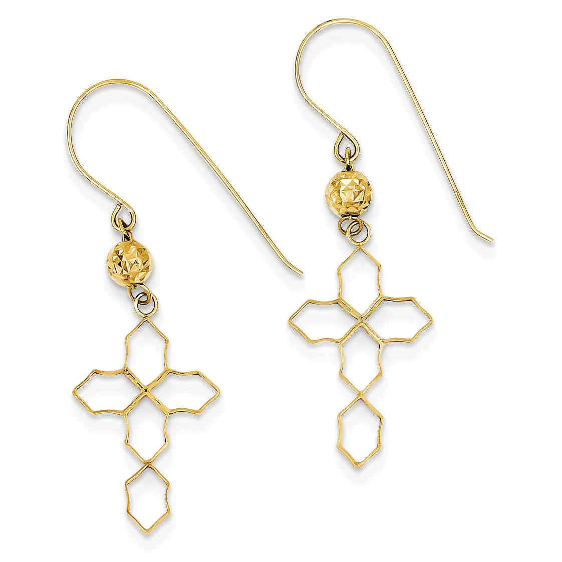 14K Gold Cross Earrings