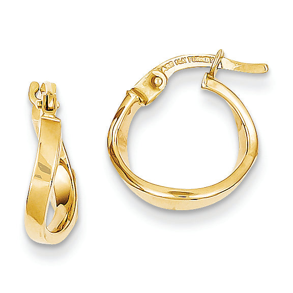 14K Gold Polished Waved Hollow Hoop Earrings