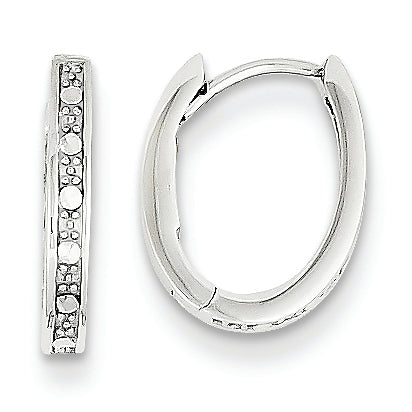 14K White Gold Diamond Cut Hinged Hoop Earrings