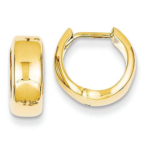 14K Gold Polished Hinged Hoop Earrings