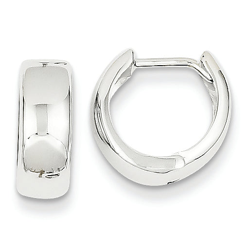 14K White Gold Polished Hinged Hoop Earrings