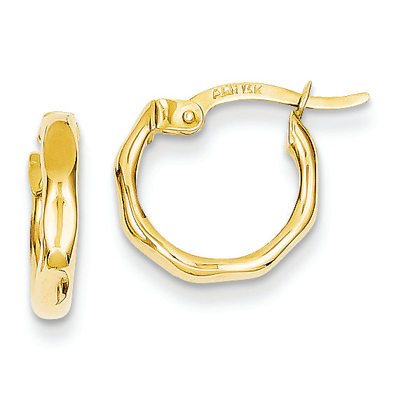14K Gold Textured Hoop Earrings