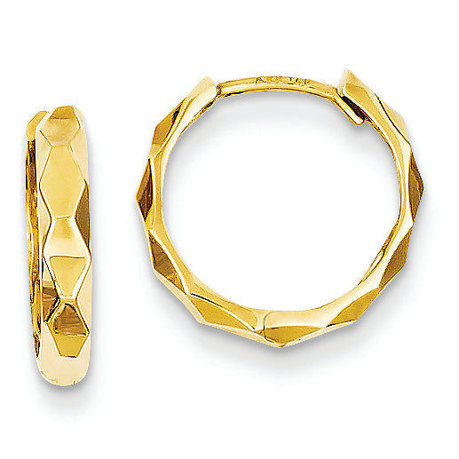 14K Gold Diamond Cut Hoop Earrings