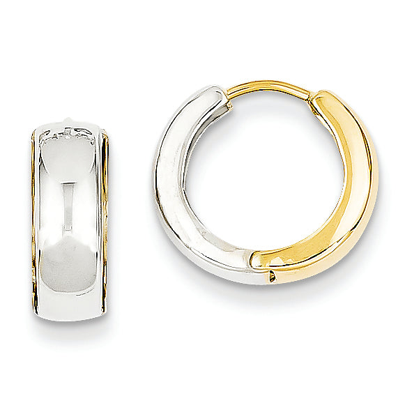 14K Gold Two-tone Textured Hoop Earrings