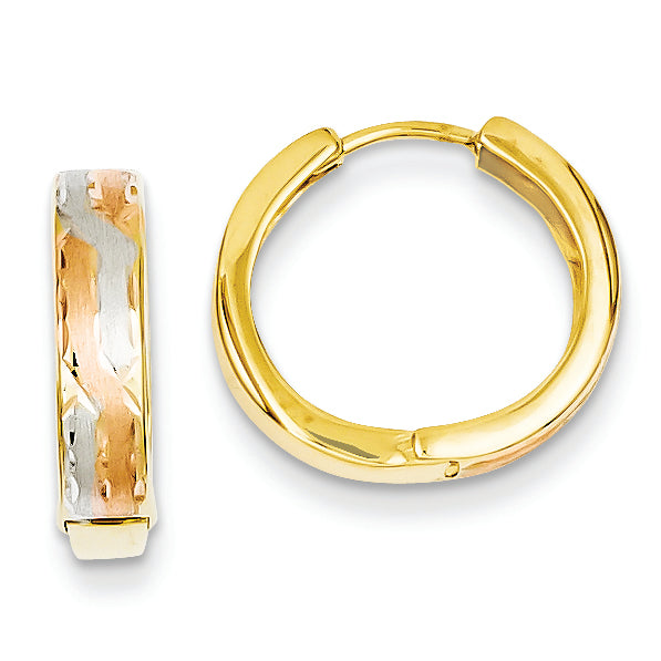 14K Gold Textured Hoop Earrings