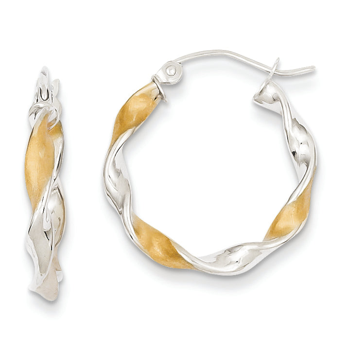 14K White Gold & Rhodium 2.0mm Twisted Hoop Earrings