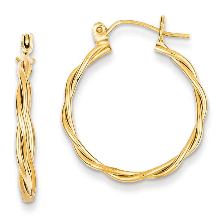 14K Gold Polished Twisted Circle Hoop Earrings