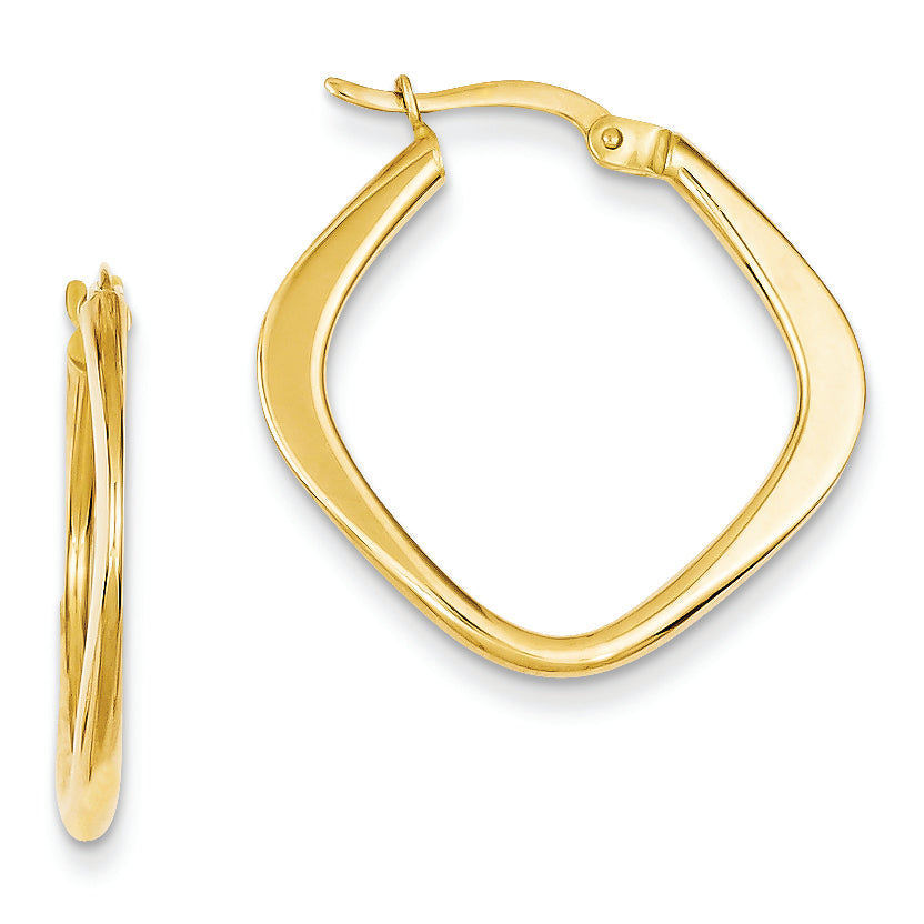 14K Gold Tapered Square Hoop Earrings