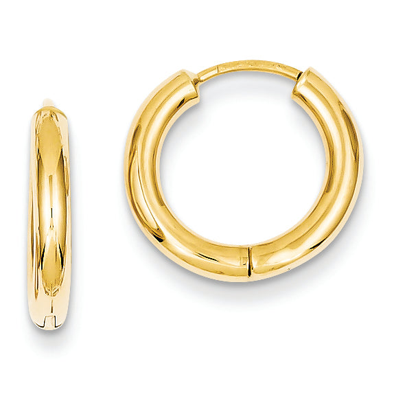 14K Gold Polished Hollow Hoop Earrings