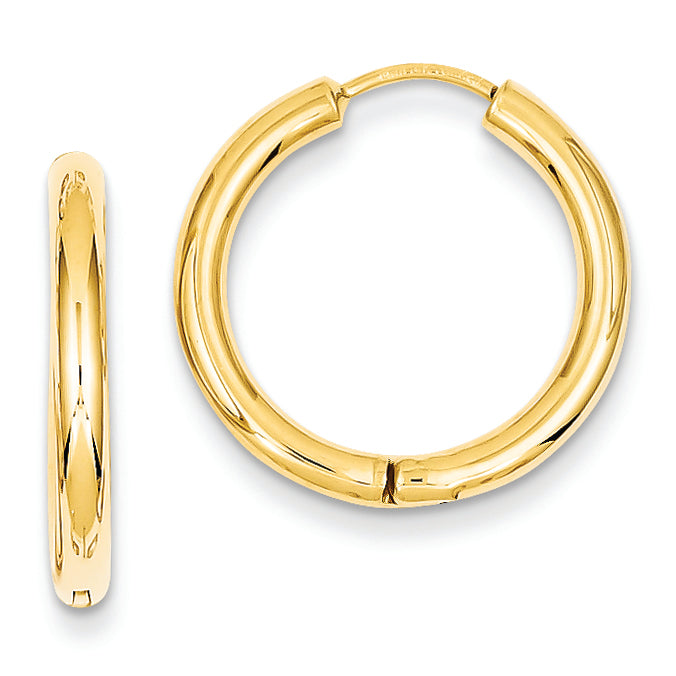 14K Gold Polished Hollow Hoop Earrings