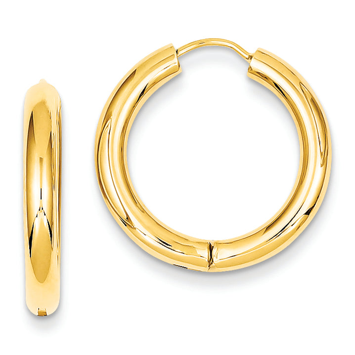 14K Gold Polished Hinged Hoop Earrings