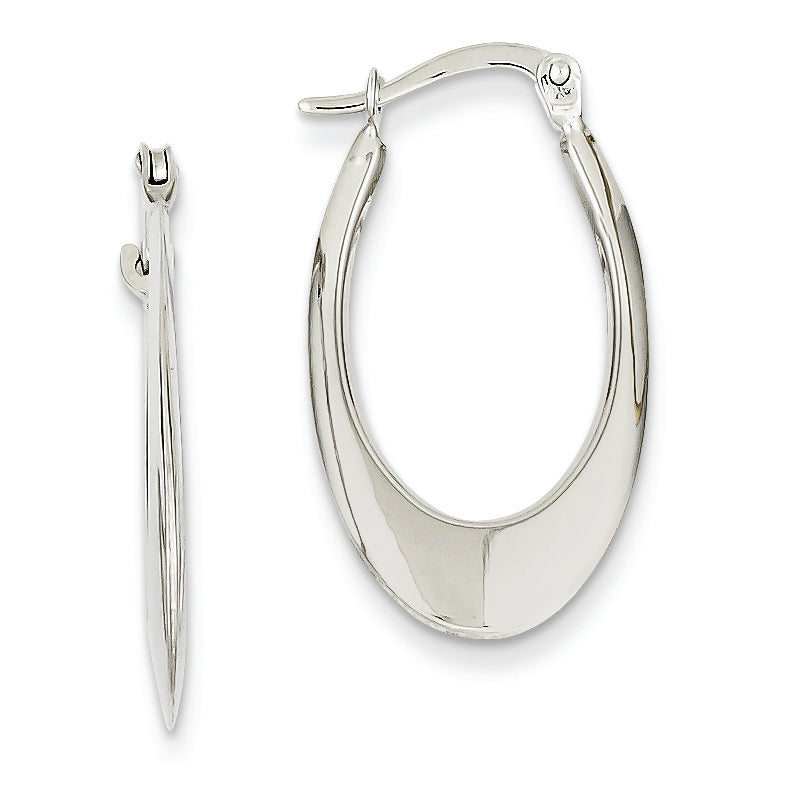 14K White Gold Polished Hoop Earrings