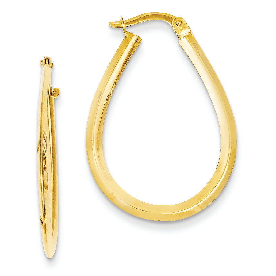 14K Gold Teardrop Hoop Earrings