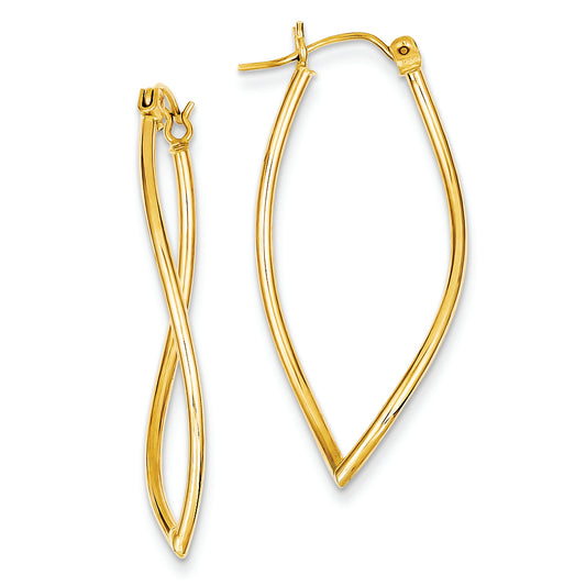 14K Gold Polished Fancy Hoop Earrings