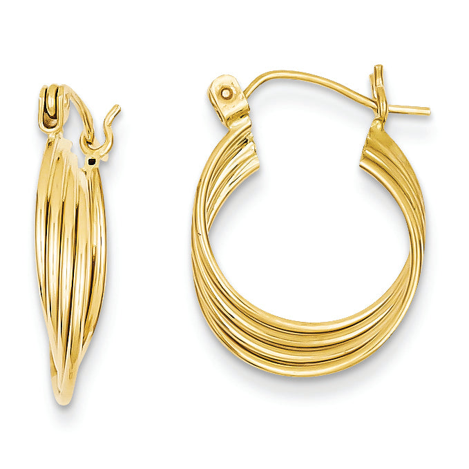 14K Gold Polished Circles Hoop Earrings