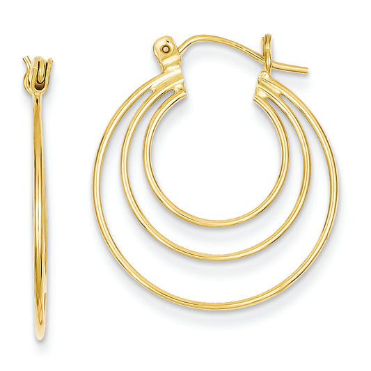 14K Gold Polished Circles Hoop Earrings