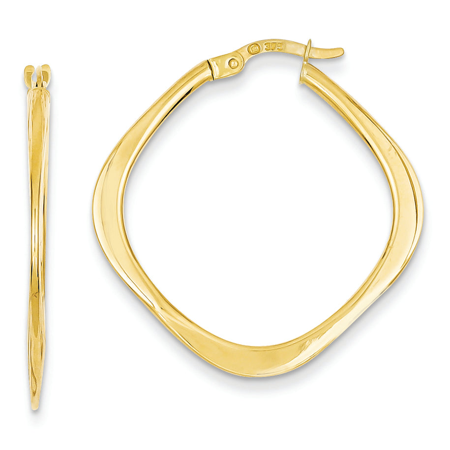 14K Gold Tapered Square Hoop Earrings