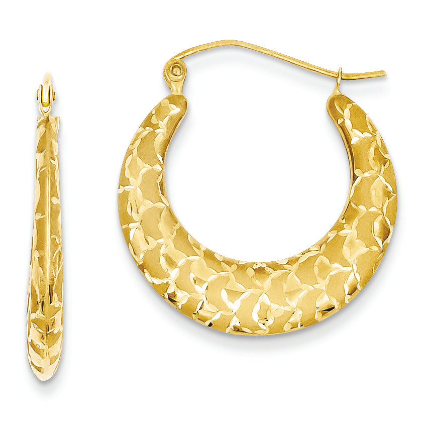 14K Gold Laser Cut Patterned Hoop Earrings