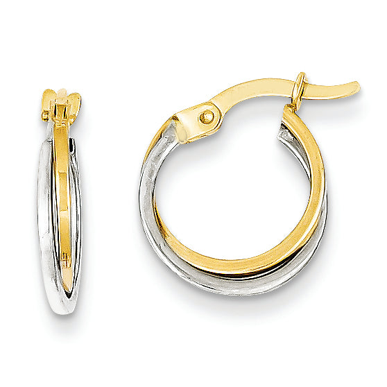 14K Gold Two-tone Polished Hollow Hoop Earrings
