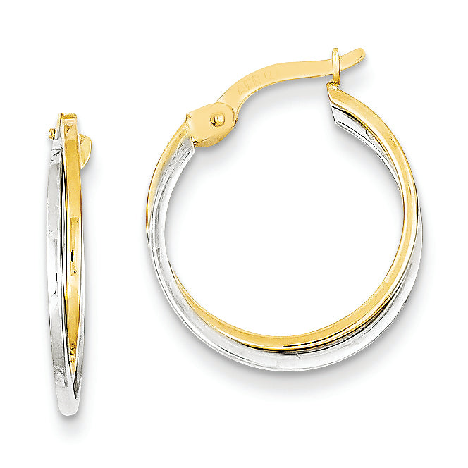 14K Gold Two-tone Polished Hollow Hoop Earrings