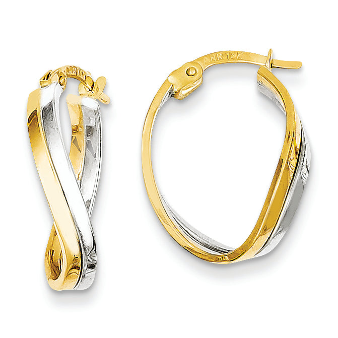 14K Gold Two-tone Polished Hoop Earrings