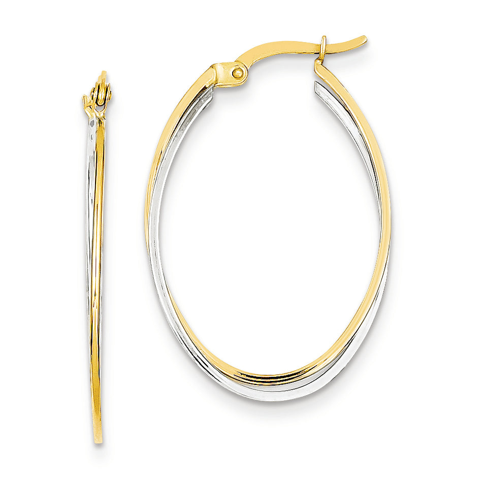 14K Gold Two-tone Polished Hollow Hoop Earrings