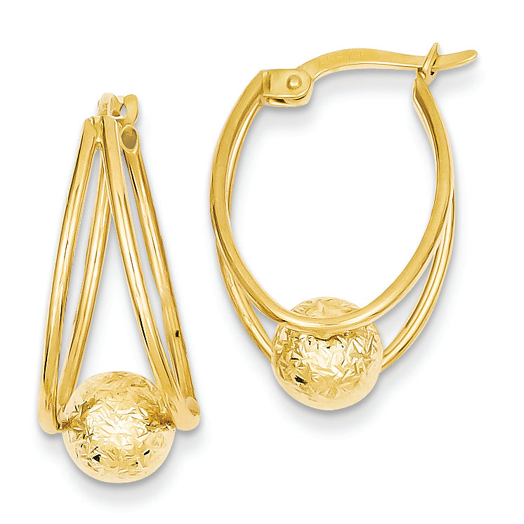 14K Gold Diamond Cut Hoop Earrings