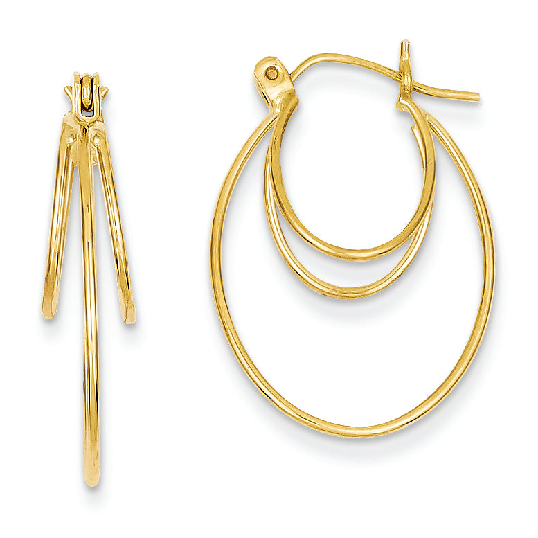 14K Gold Polished Oval Hoop Earrings