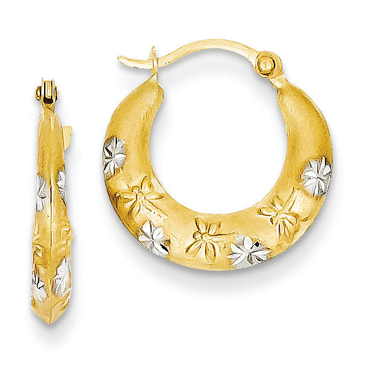 14K Gold & Rhodium Hoop Earrings