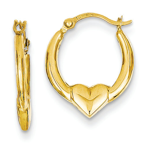 14K Gold Heart Hoop Earrings