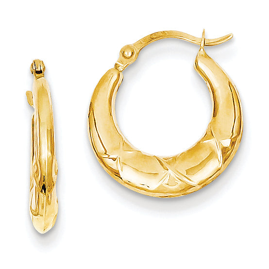 14K Gold Hollow X Hoop Earrings