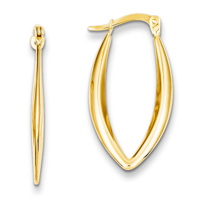 14K Gold Polished Hollow Hoop Earrings