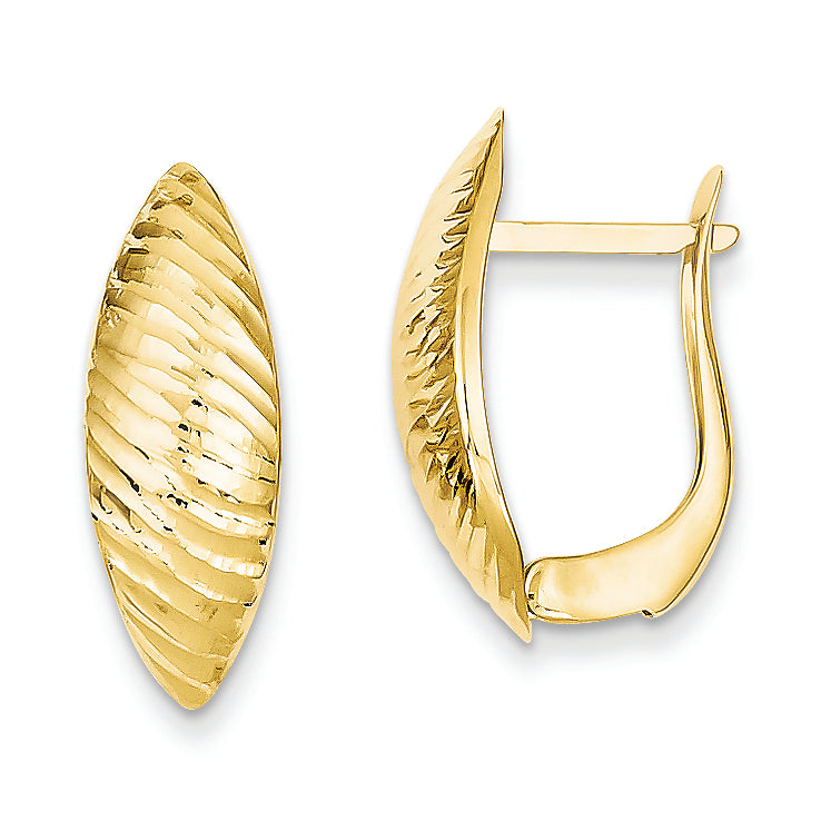 14K Gold Fancy Diamond-cut Omega Back Earrings